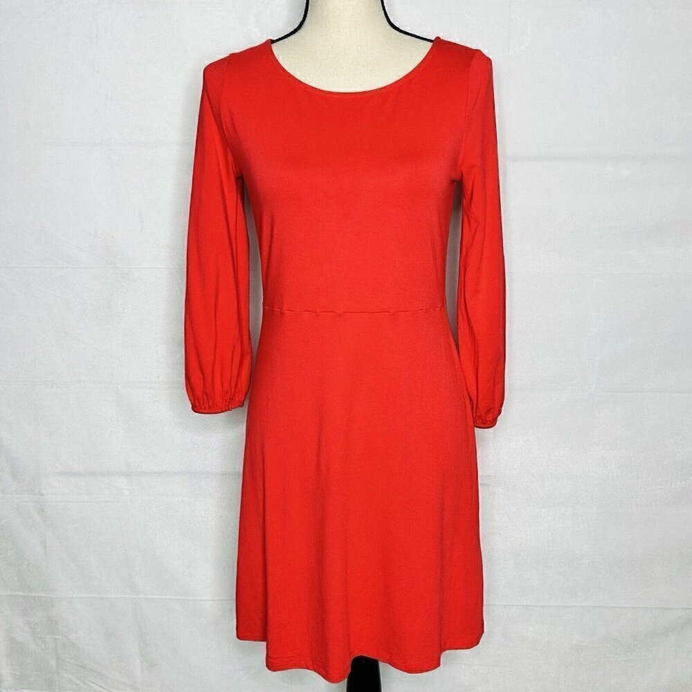 Boden Lucie Dress Size 4 Regular Red / Coral Knit Knee-Length 3/4 Sleeve